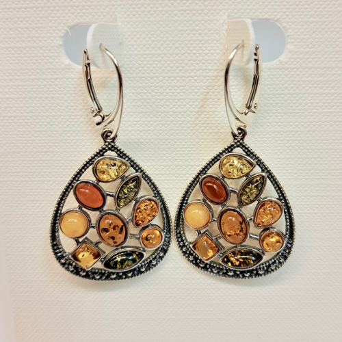 HWG-2317 Earrings, Multi-Color Amber Tear Drop  $80 at Hunter Wolff Gallery